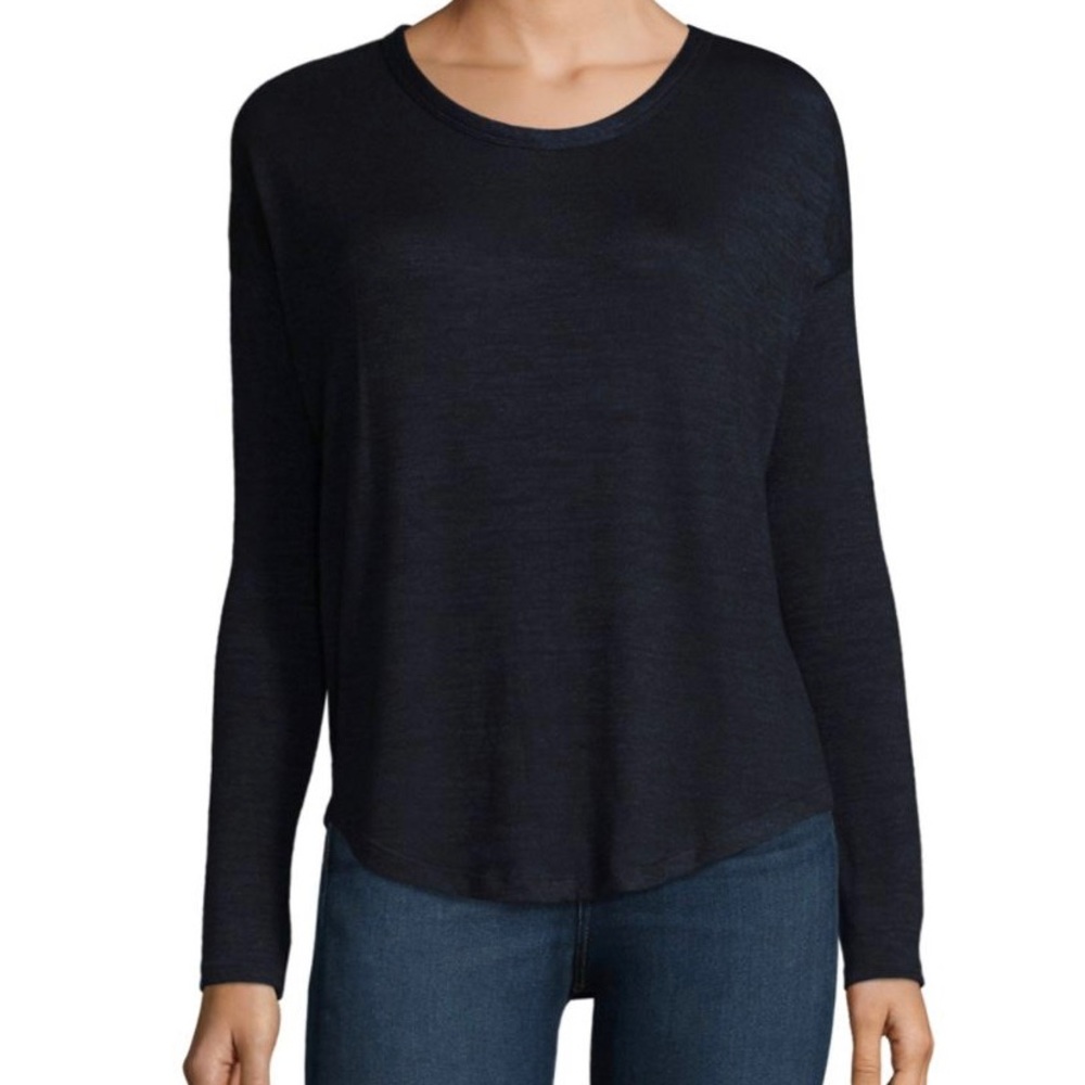 Rag & Bone/Jean Hudson Long Sleeve Top in Navy/Blk